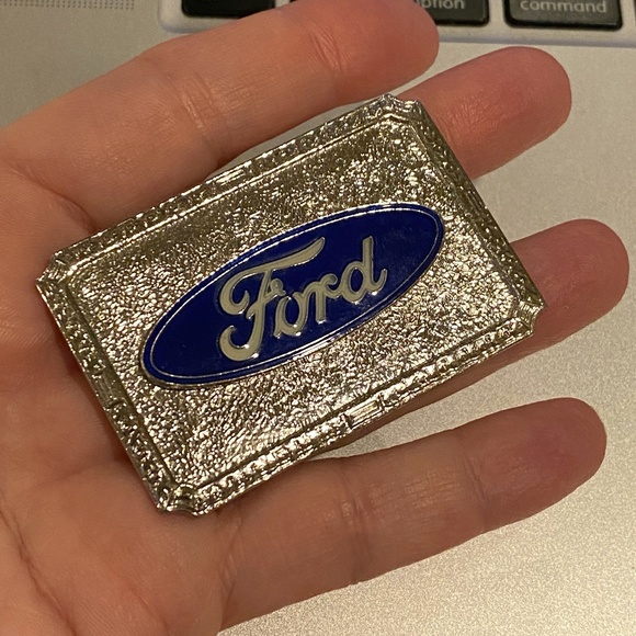 Vintage Other - FORD OEM ENAMEL Vintage Belt Buckle Silver New